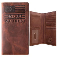 American Flag Long Wallet for Men - Western Wallets for Men with ‘IN GOD W