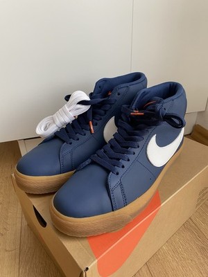 Nike SB Zoom Blazer Mid EU 42 US 8 5 Navy White ISO Orange Sneaker Skate Schuhe