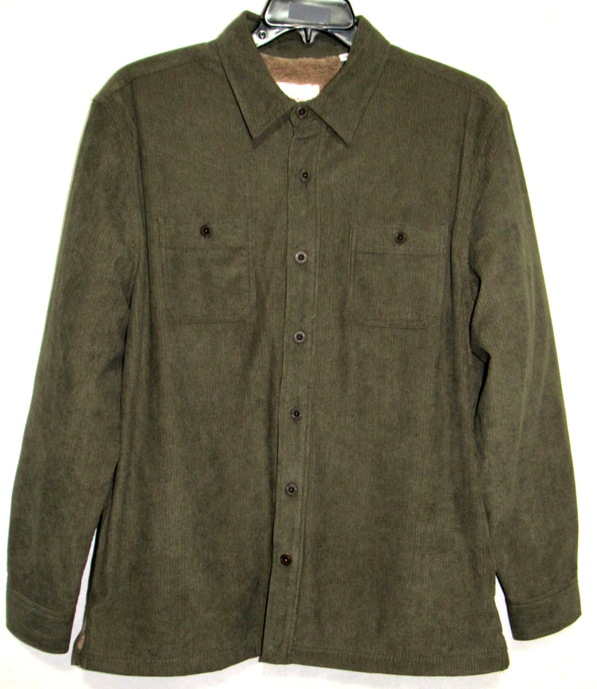 Weatherproof Vintage Mens L Corduroy Button-Front Green Jacket Sherpa Lined NWT