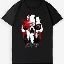 Abyss Cyber Skull Red Star Graphic Tee - Unisex Edgy Cyberpunk T-Shirt