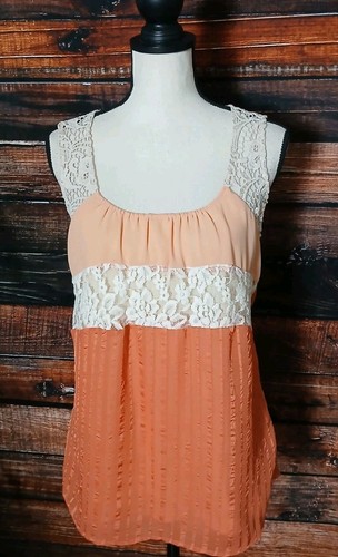 Buckle BKE Boutique Tank Top Gr. S Romantisch Boho Häkel Cutout Bauer Pfirsich - Bild 3 von 12