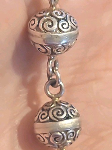 TJC Sterling Silver Decorative 9mm Ball Bead & T Bar Bracelet 19-21cm 17.16gs - Picture 8 of 20