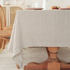100 Pure Linen Tablecloth Natural, Rectangle-60 x 120 Inch Rectangle Nat...