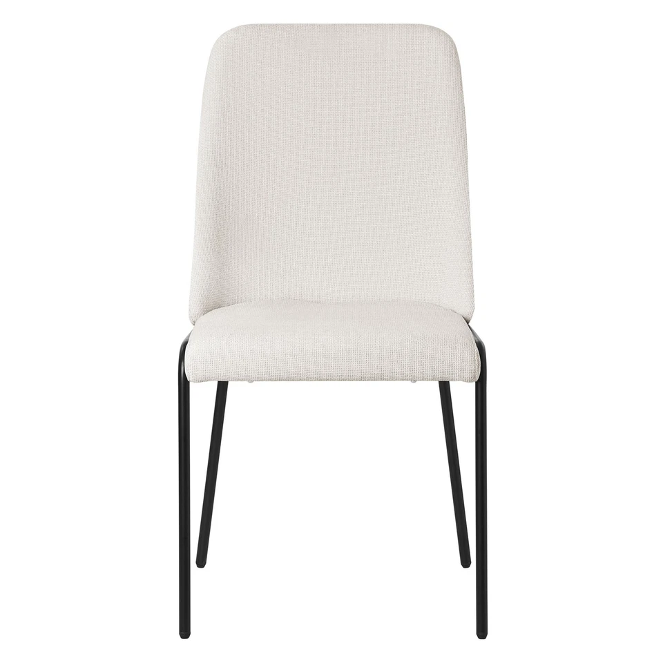 2x Sillas de comedor beige poliéster con patas de metal asiento con respaldo - Imagen 2 de 4