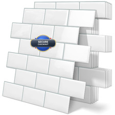 Tiwoos White Peel And Stick Backsplash Subway Tile 3D Brick Self Adhesvie Wall