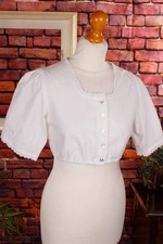 Vintage Orig 90S Dirndl Blouse Blanche Dentelle Maison De Campagne Crop Top S