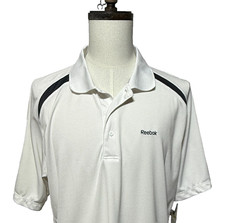 Reebok Shirt Mens XL White Side Stripes Play Dry Polo Short Sleeve Golf NWT