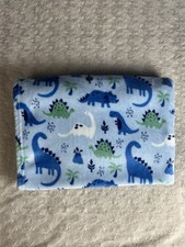 Gentle Steps Blue Green Dinosaurs Baby Blanket Leaves Palm Tree Volcano Dino