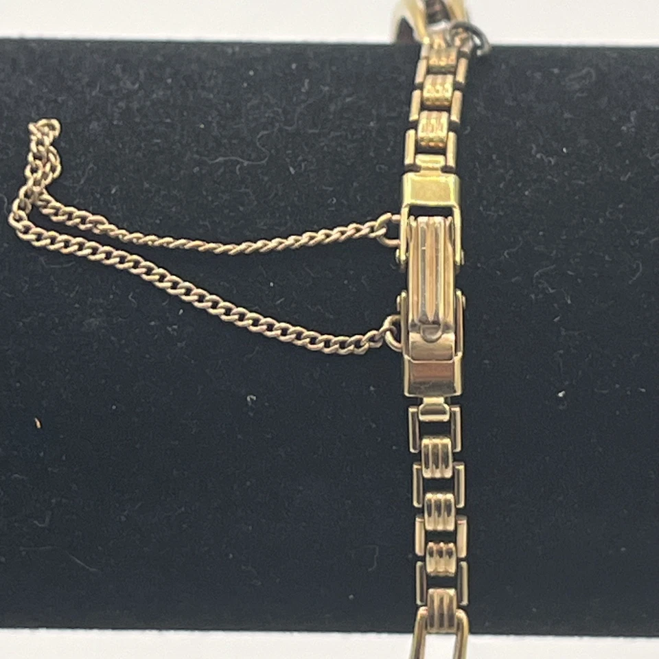 VTG Art Deco Kreisler Yellow Gold Filled Woman's Red Rhinestone Watch Band READ - Image 3 of 4