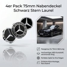 4x Nabendeckel für Mercedes Benz 75mm Felgen Nabenkappen Schwarz/Glanz 2 Stil