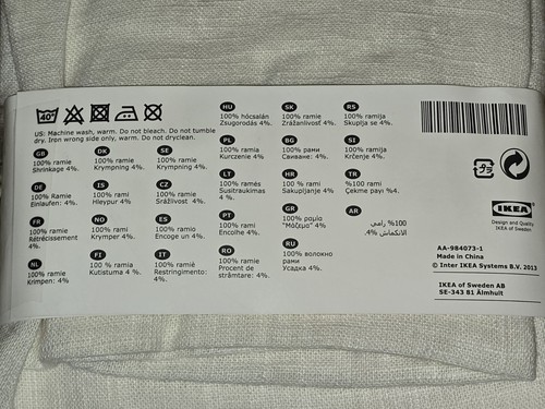 Menge (3) Ikea Vigdis NEU Ramie Kissenbezug 20x20" Elfenbein Weiß Vintage 2013 - Bild 4 von 4