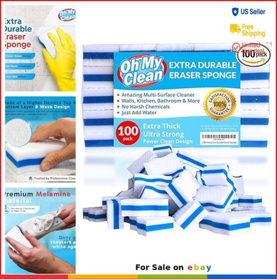 Eraser Sponge Bulk Pack 100 Count Melamine Pads for Kitchen Bathroom Walls Floor