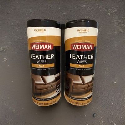 Weiman Leather Cleaner Wipes - 2 Pack With Microfiber Cloth