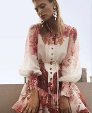 Sheike J’adore Dress Size AU 12 / US 8 Floral Pink Shirt Mini RARE