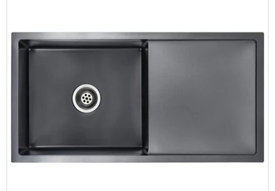 vidaXL Handgefertigte Küchenspüle Schwarz Edelstahl