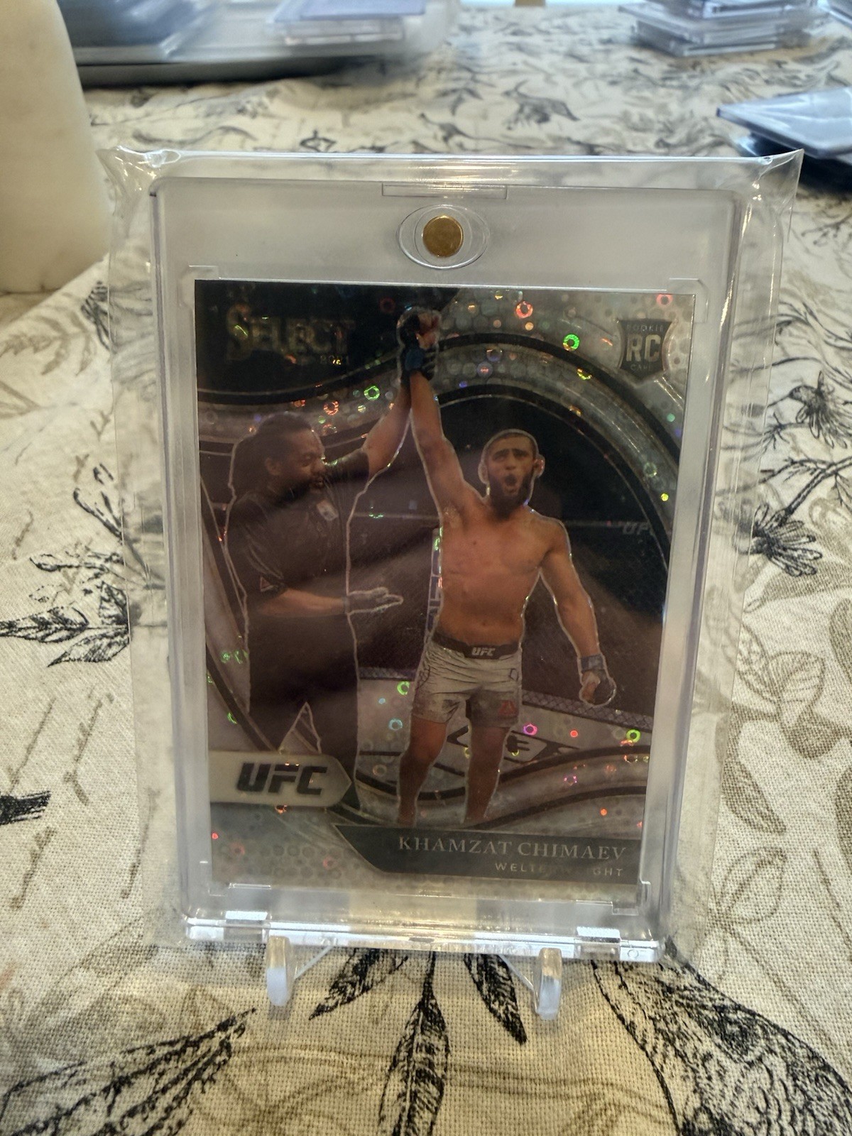 2021 Panini Select UFC Khamzat Chimaev #218 Octagonside Disco Prizm RC