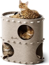 Cat House for Indoor Cats, 2-Storey Foldable Cat Bed Cave, Felt Cats Tunnel Bed