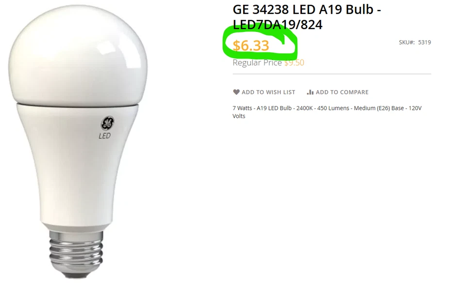 (5) GE 34238 LED7DA19/824 A19 A Line Pear LED Light Bulb 2,400K Dimmable [B8FL - Image 3 of 4