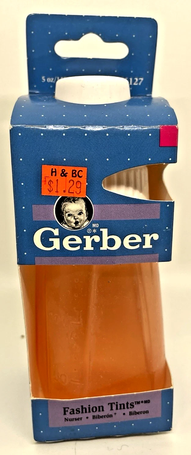 VTG Vintage 1996 Gerber Baby Bottle Fashion Tints Plastic Nurser rare orange
