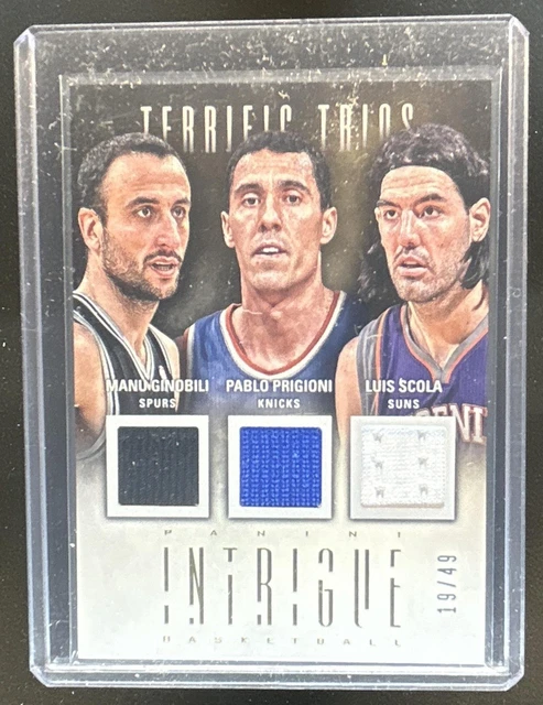 2012-13 Intrigue Manu Ginobili Pablo Prigioni Luis Scola Trios Jerseys #/49