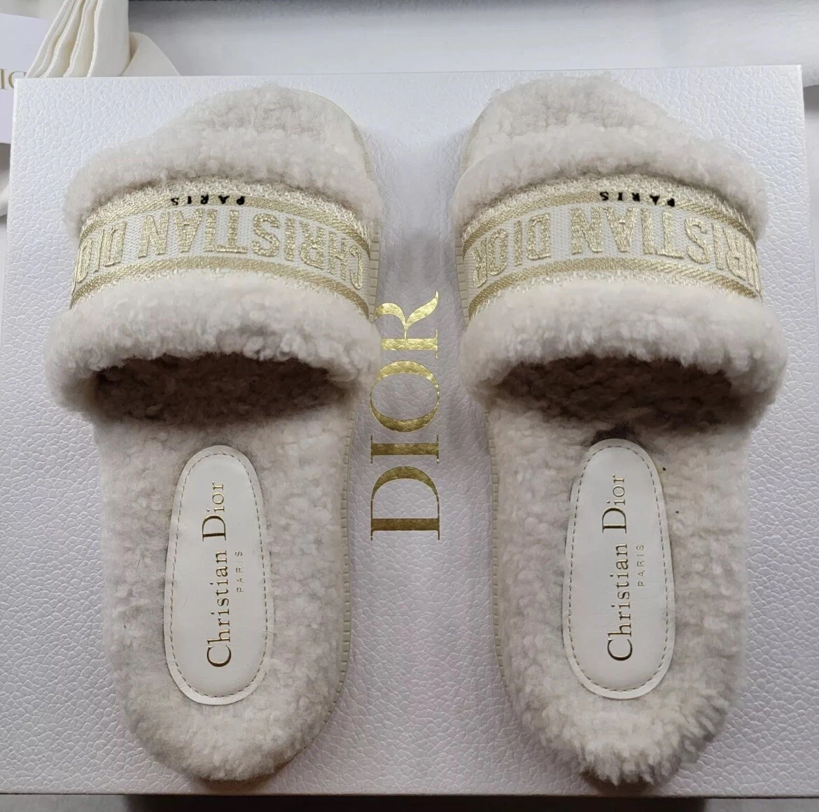 Christian Dior Dway Slide Plat Shearling 40