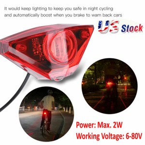 Ebike Electric Scooter Rear Light//Tail Light LED Night Safety Warning Rear Lamp