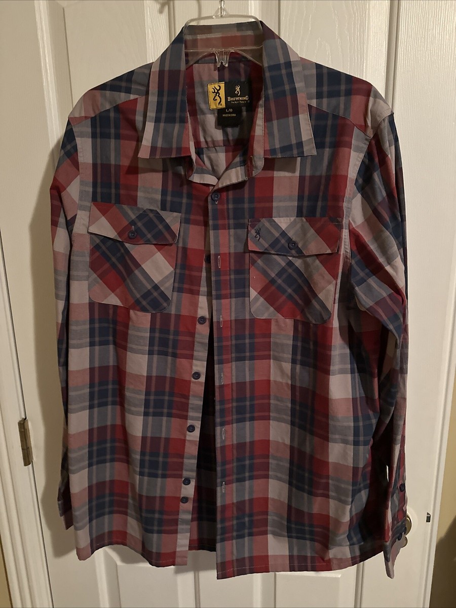 browning dress shirts Browning Men's Performance Plaid Button Down Short Sleeve Shirt L