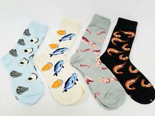 WeciBor Men's Funny Cotton Socks 4 Pair Shrimp Squid Tuna Oyster 065-35 New