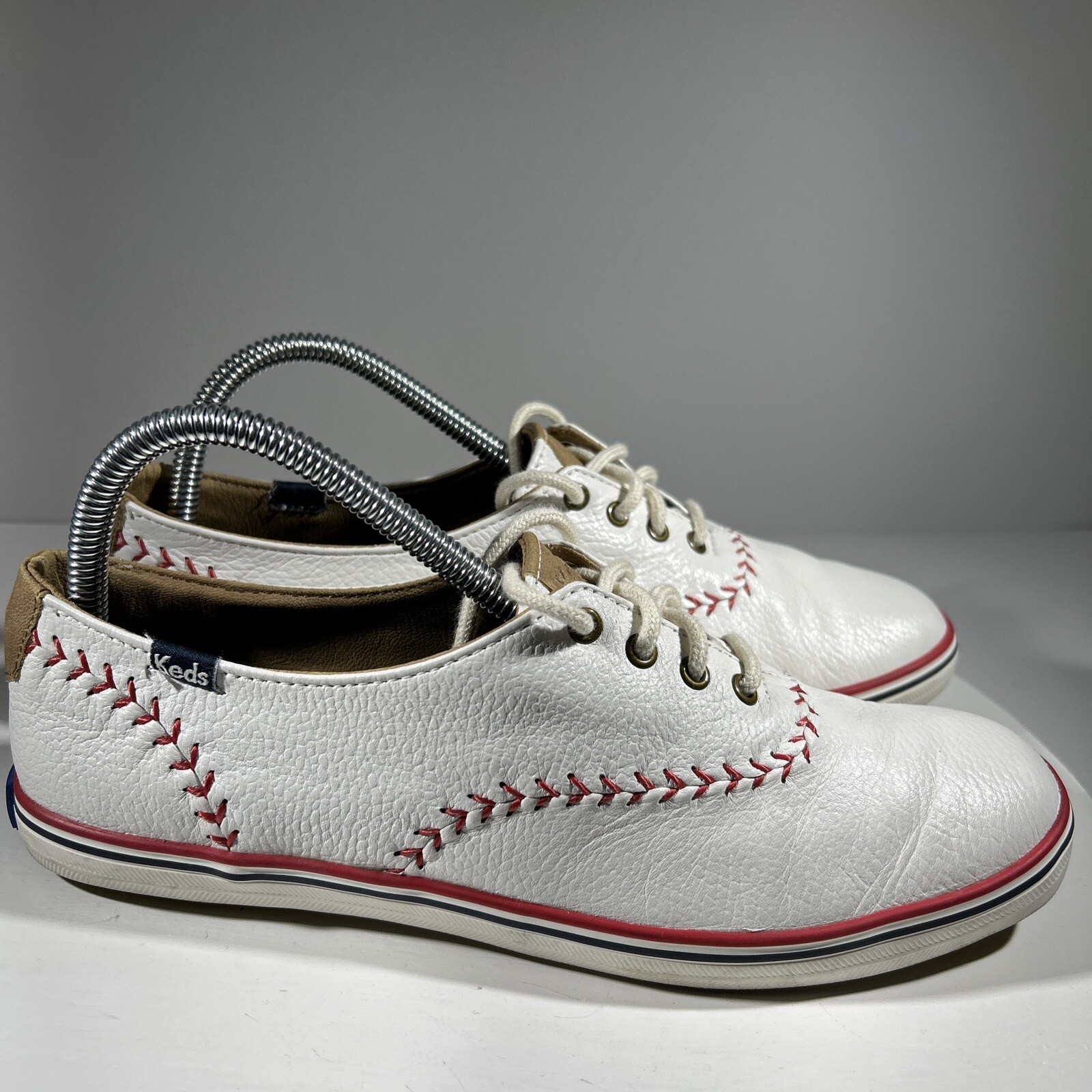 KEDS Baseball Stitch Theme Leather Shoes Womens Sneak… Gem