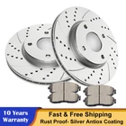 Front Drilled Slotted Rotors Ceramic Brake Pads Kit Fit Nissan Cube Sentra Versa