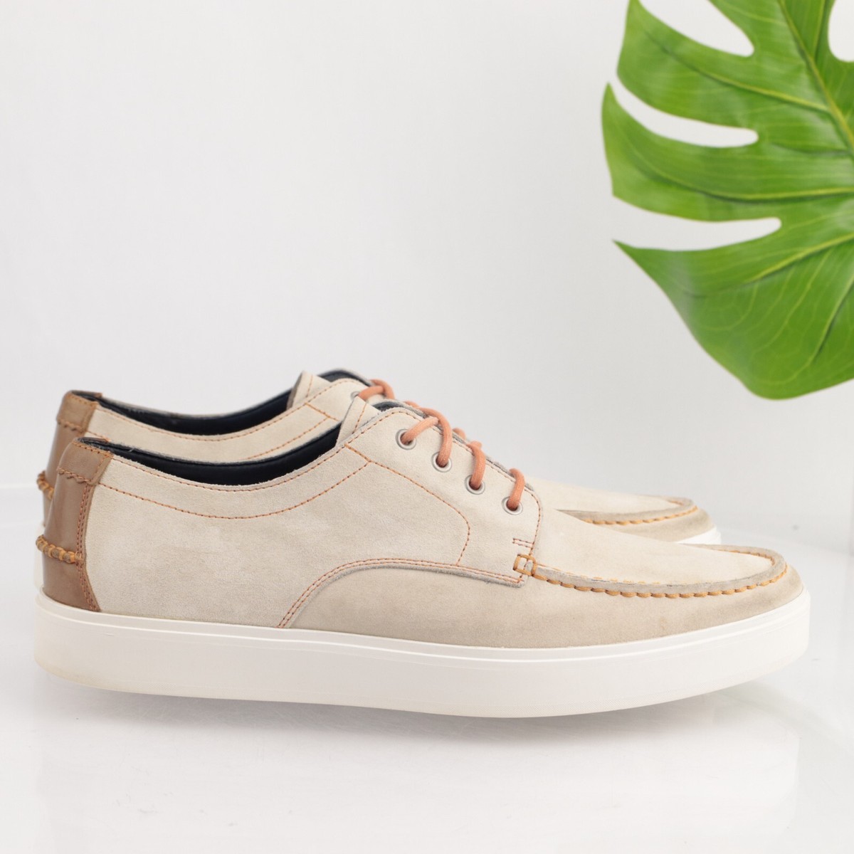 Cole Haan Air Bergen Slip On Sneaker Mens 12 Brown Leather Casual Shoes C06433 Cole Haan Mens Bergen Moc Sneaker Size 12 M Cream Tan Suede  main image 3