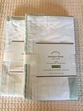 Set/2 Pottery Barn Morgan Euro Shams White/Eucalyptus NWT Gorgeous