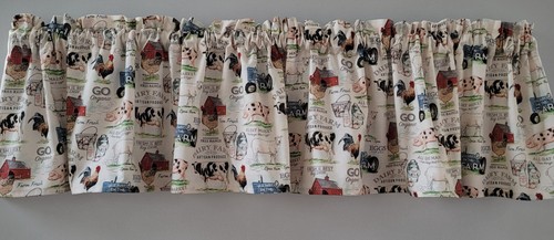 Country Farmhouse Valance Curtain, Farm Animal Themed Valance ( 41" W x 15" L) - Picture 6 of 9