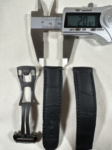 Omega Ceramic/Titanium Deployant Clasp CTZ002303 with Aaron Bespoke Black Strap