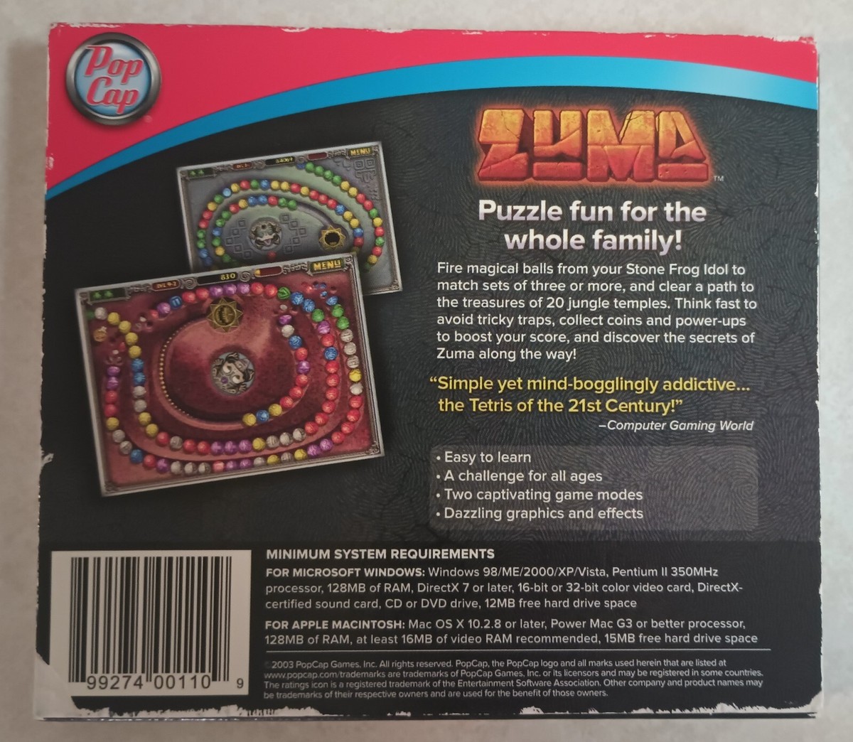 Zuma - PC Puzzle Video Game - Windows 98/ME/2000/XP/Vista | eBay