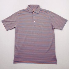Turtleson Shirt Mens Medium Blue Orange Striped Tour Performance Golf Polo