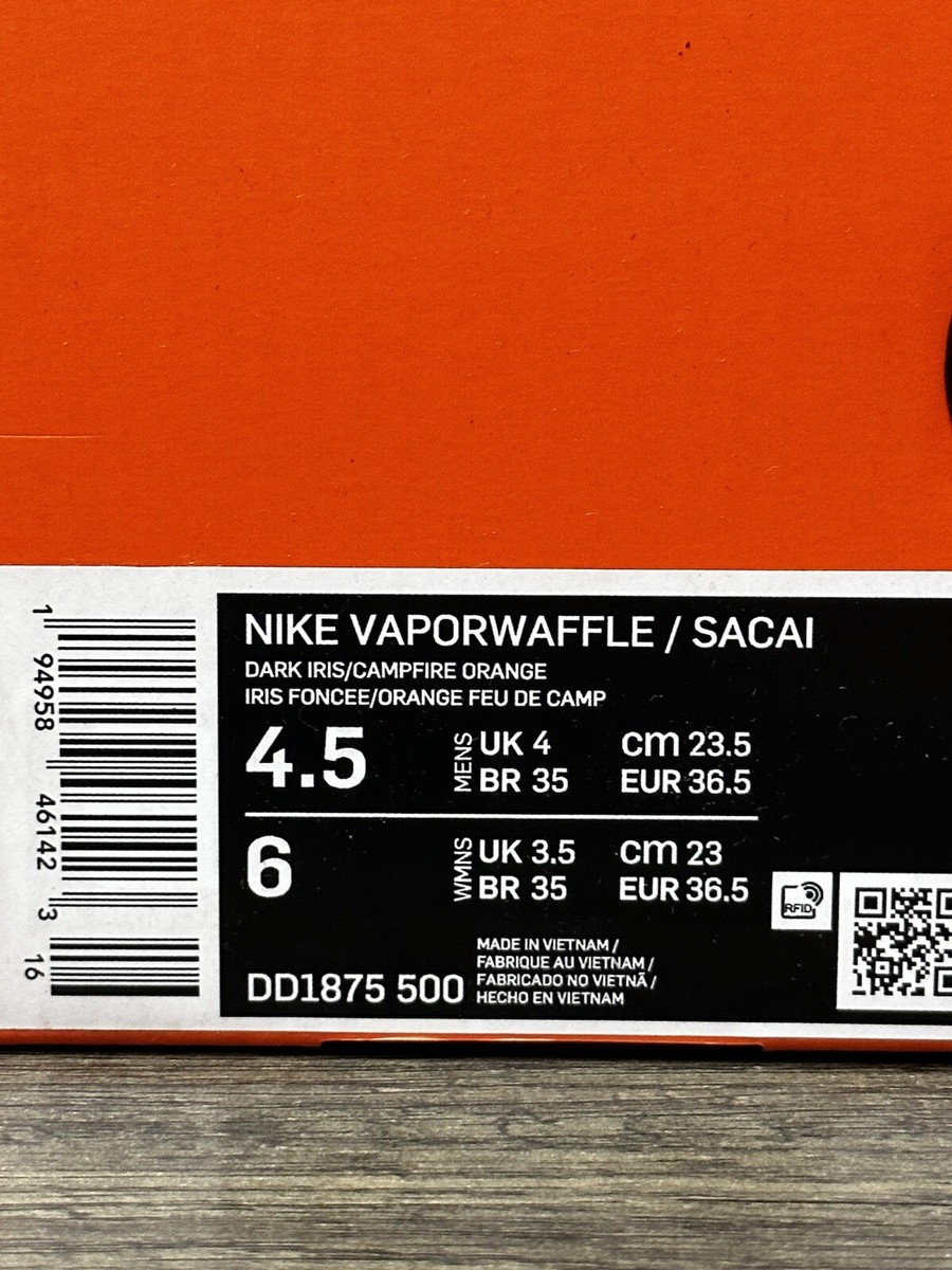 Nike VaporWaffle x Sacai Dark Iris (DD1875-500) Men's Size 4.5