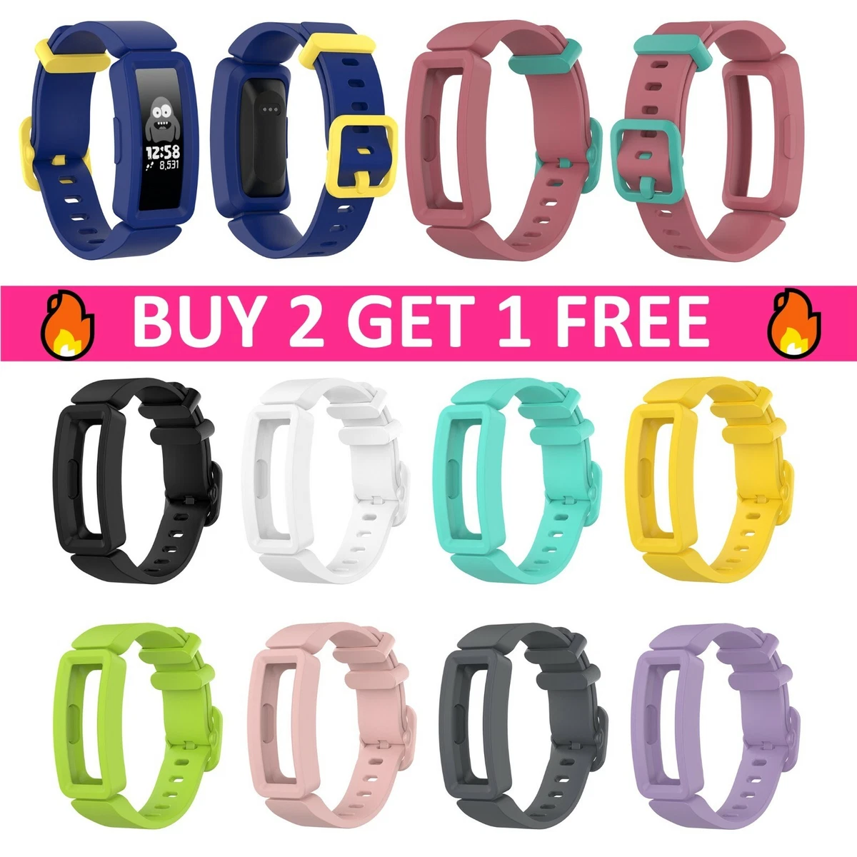 Replacement Silicone Kids Sport Band Strap Wristband For Fitbit