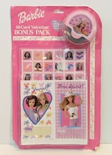 Vintage 90s Mattel Barbie Valentine's 40 Cards Stickers Rolling Stamp Cute 