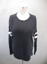 H&M Size M Womens Black 100% Cotton Round Neck Long Sleeve Casual Top 569