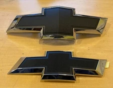 Fits Camaro 2010-2013 Front Grille Rear Black Textured Chrome Emblem Bowtie Set