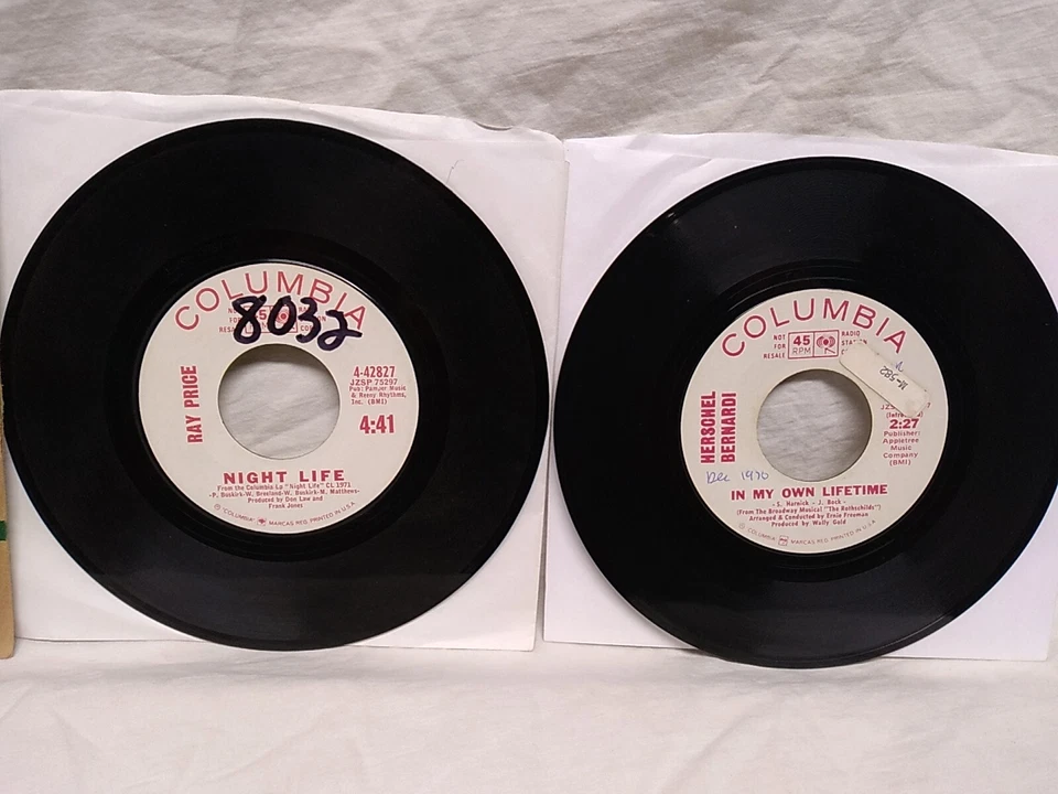 Ray Price / Herschel Bernardi 45 RPM PROMO Columbia record lot of 2 1963, 1971 - Image 3 of 4