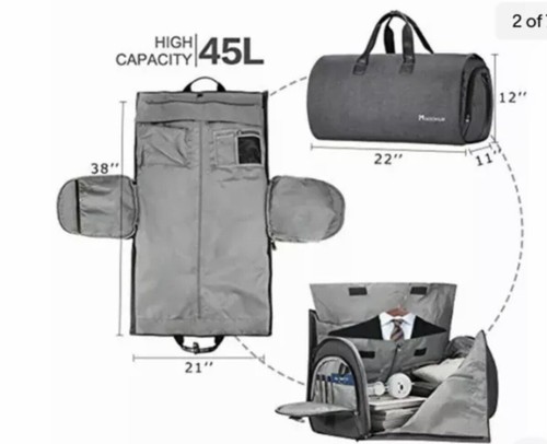 Convertible Garment Bag With Shoulder Strap, Carry Duffel 🔥NWTDark Gray Modoker - Picture 4 of 8