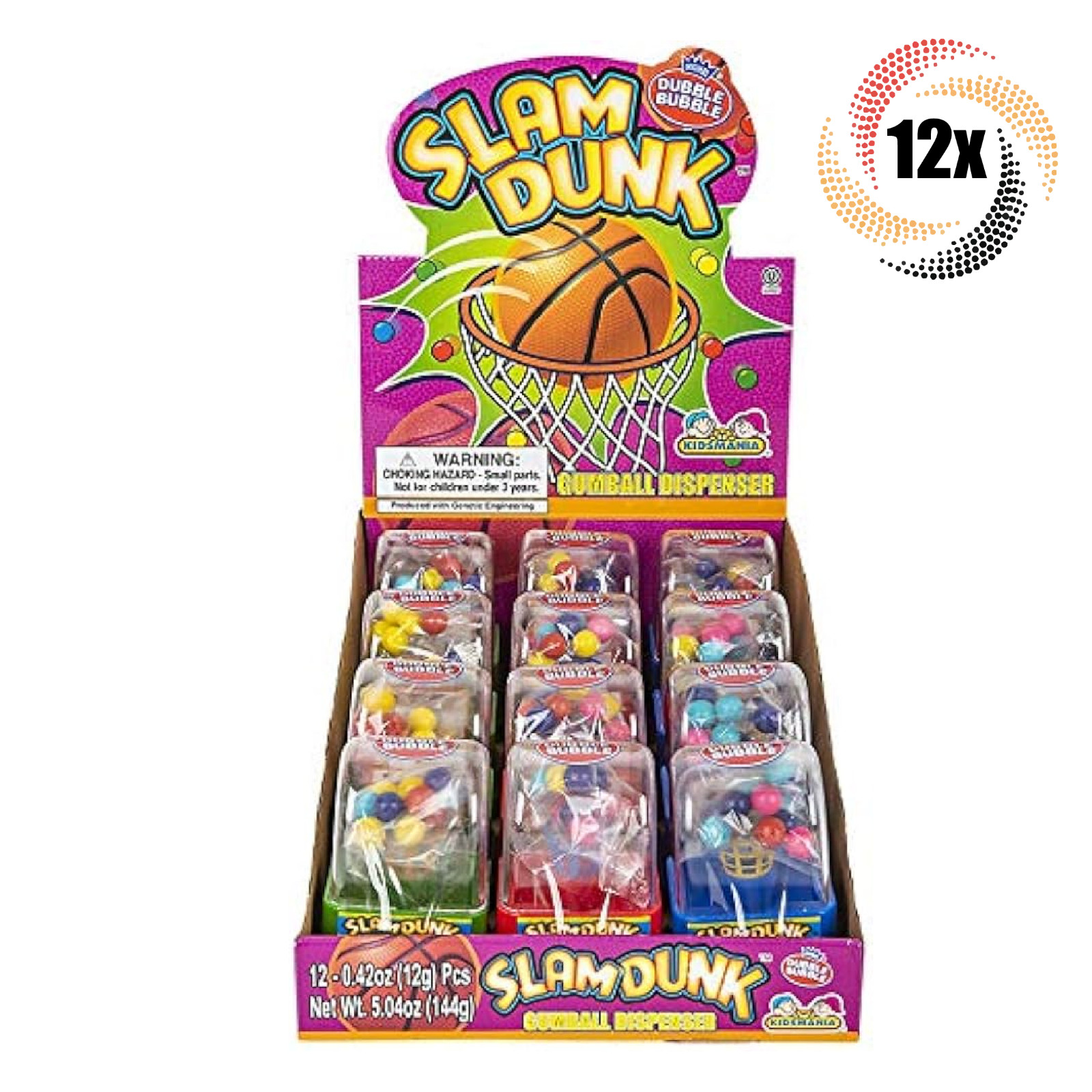 Полная коробка из 12 упаковок жевательной резинки Kidsmania Dubble Bubble Slam Dunk ассорти 42 унции 6690₽