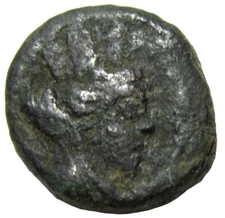 PHOENICIA,TYRE. CIVIC ISSUE. AE 16. CIRCA EARLY 2ND CENTURY AD. TYCHE/PALM TREE 