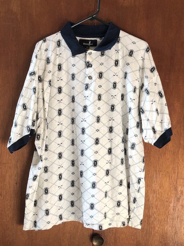 Frenzi Golf Polo Shirt Mens XXL White Short Sleeve Masters Swing Player Graphic
