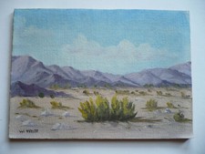 W. WHITE, PLEIN AIR DESERT OIL VINTAGE CALIF CALIFORNIA PLEINAIR OLD LANDSCAPE 