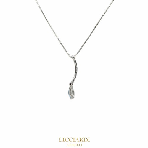 Collana donna ciondolo onda oro bianco 18kt e acqua marina - Foto 3 di 3