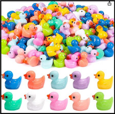 200Pcs Tiny Ducks 10 Colors Little Duck Figures Mini Resin Ducks Plastic Small