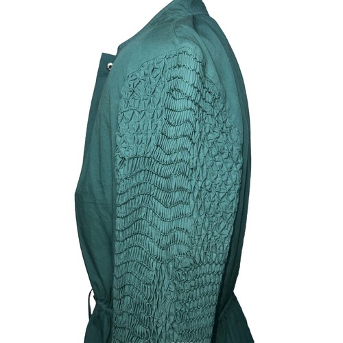 Sea NY Size S Casey Emerald Green Hand-Smocked Sleeves Cotton Tunic Boutique - Picture 5 of 9